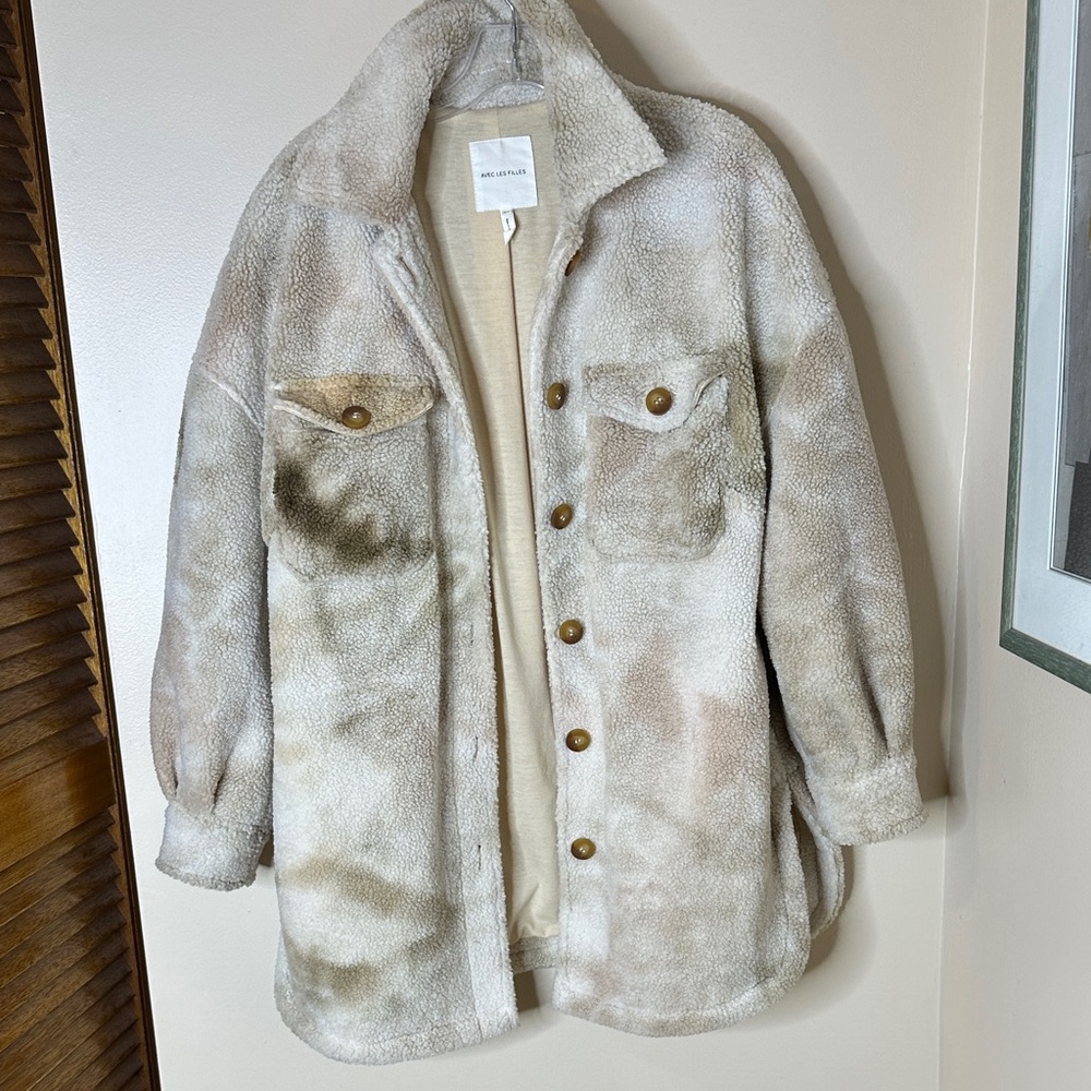Avec les Filles Cozy Sherpa Fur Button-Up Jacket oversized
